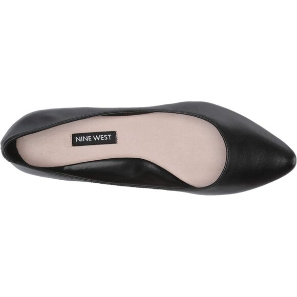 Nine West Women's Black Leather Closed Pointed Toe Speakup Ballet Flats Shoes - Picture 5 of 8